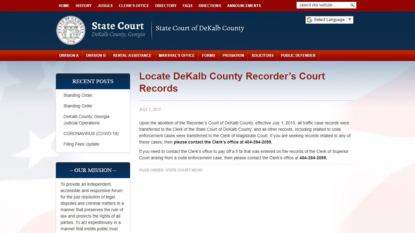 Locate DeKalb County Recorder’s Court Records